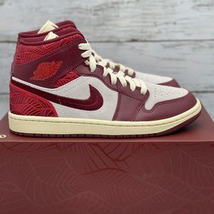 Nike Air Jordan 1 Mid SE "Tiki Leaf" University Red Women's 11.5 / Men’s 10